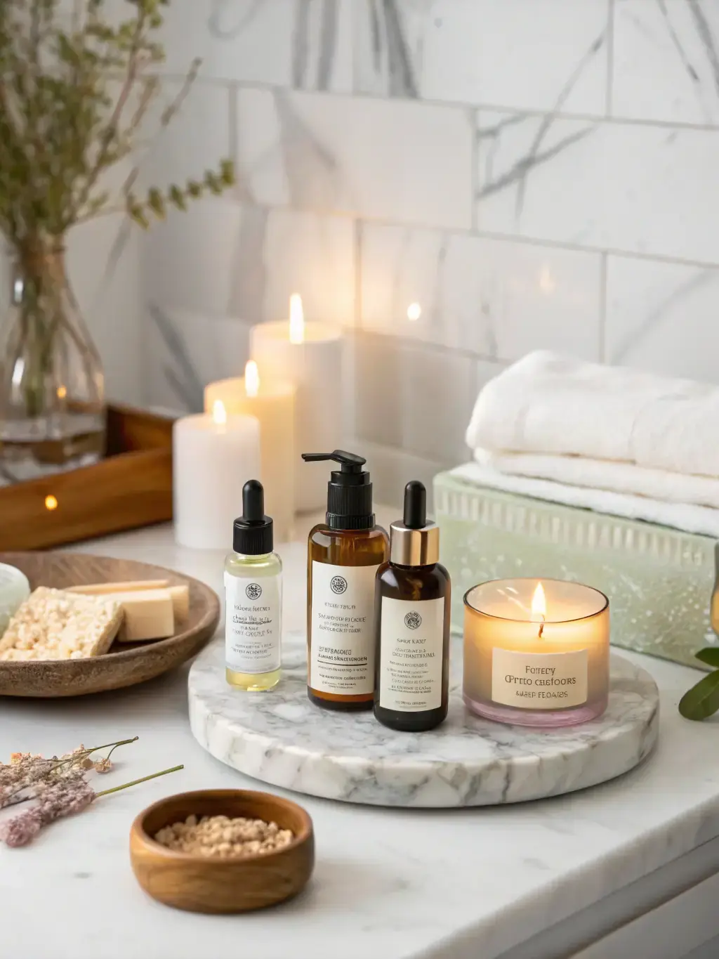 Premium natural spa products and essential oils used in massage treatments at Orange Spa Dubai.