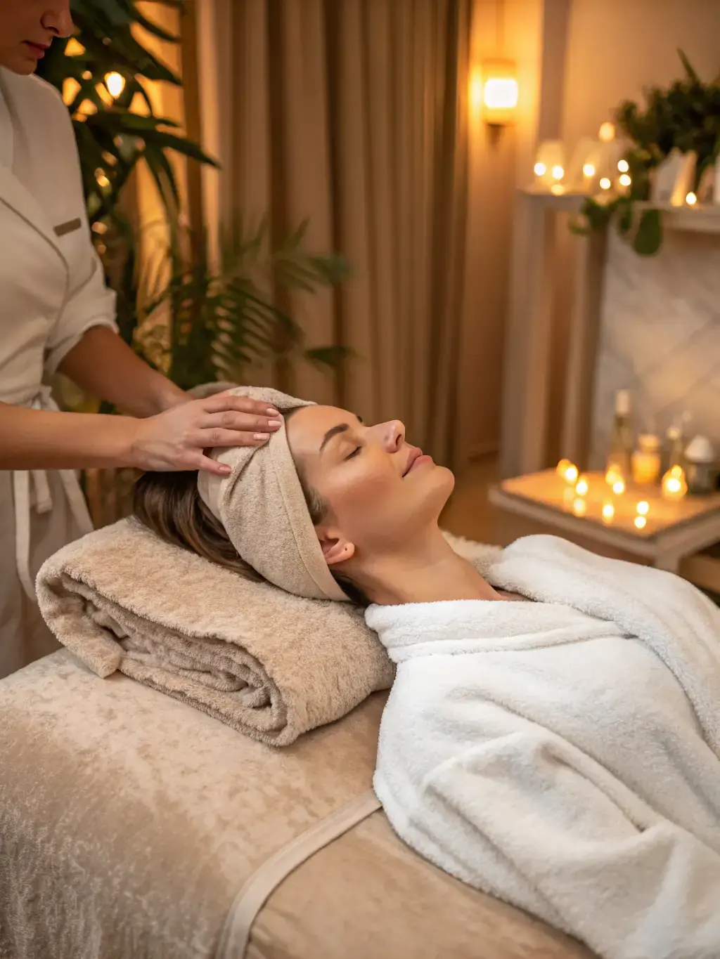 Aromatic scalp massage with essential oils at Orange Spa Dubai for relaxation and stress relief.